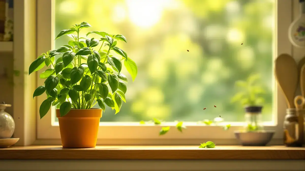 Verwandeln Sie Ihre Fensterbank in einen Basilikumgarten: eine natürliche Fliegenabwehr und ein betörender Duft.