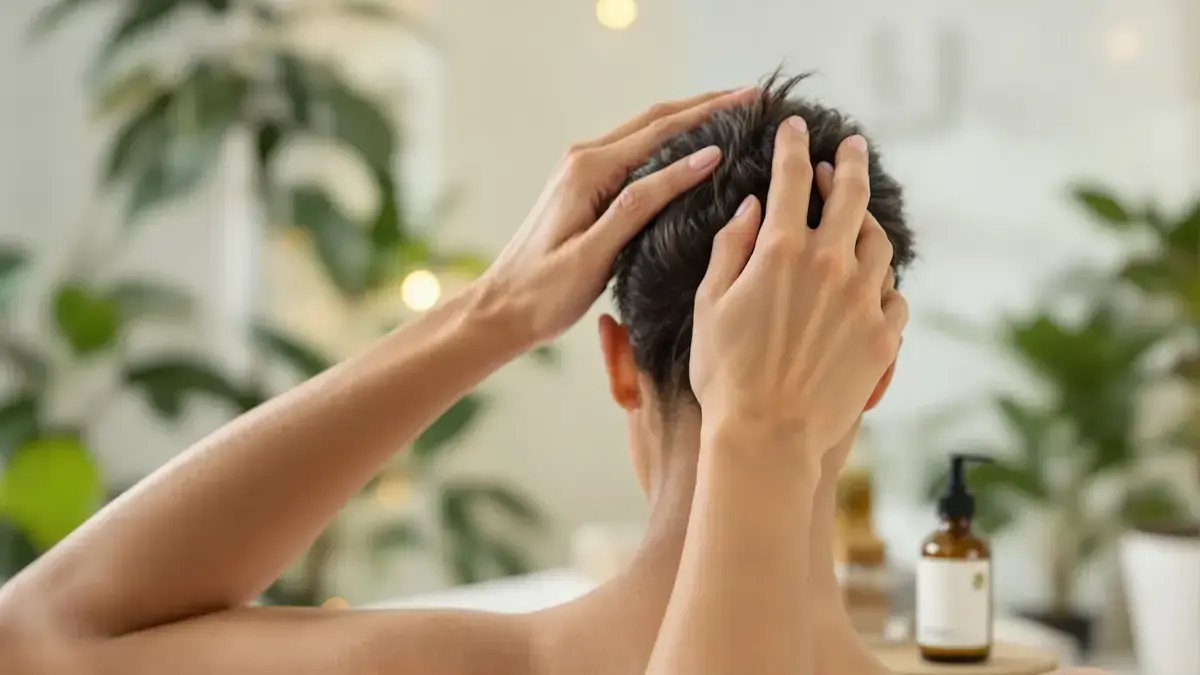Entdecken Sie eine Technik zur Kopfhautmassage, die das Haarwachstum fördert und Schuppen entfernt.